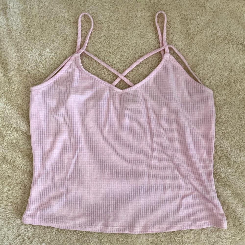 Pink Strappy Crisscross Front Top Size M